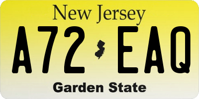 NJ license plate A72EAQ