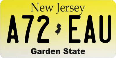 NJ license plate A72EAU