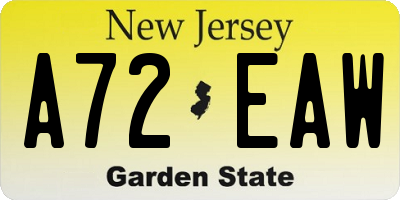 NJ license plate A72EAW