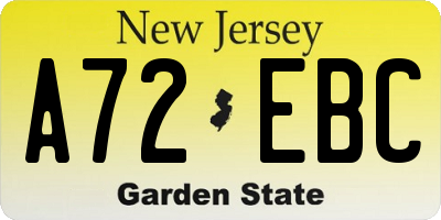 NJ license plate A72EBC