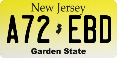 NJ license plate A72EBD