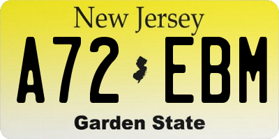 NJ license plate A72EBM