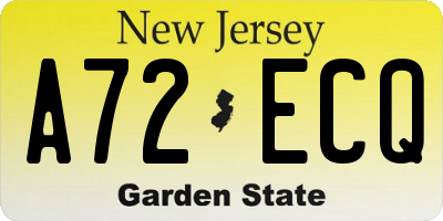 NJ license plate A72ECQ