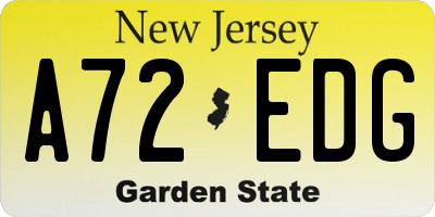 NJ license plate A72EDG