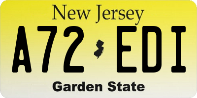 NJ license plate A72EDI