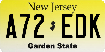 NJ license plate A72EDK