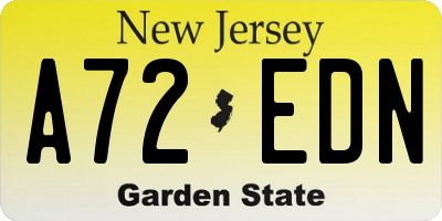 NJ license plate A72EDN