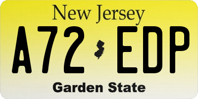 NJ license plate A72EDP