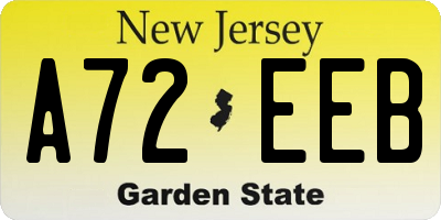 NJ license plate A72EEB
