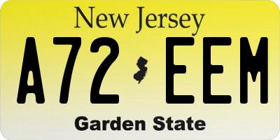 NJ license plate A72EEM