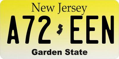 NJ license plate A72EEN