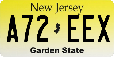 NJ license plate A72EEX
