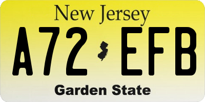 NJ license plate A72EFB