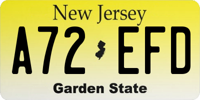 NJ license plate A72EFD