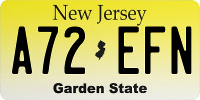 NJ license plate A72EFN