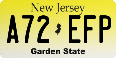 NJ license plate A72EFP
