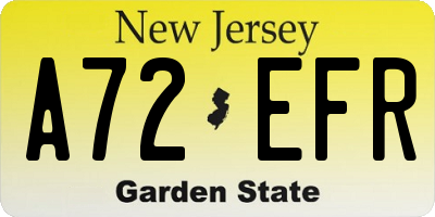 NJ license plate A72EFR
