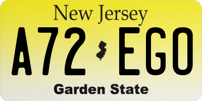 NJ license plate A72EGO
