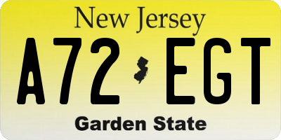 NJ license plate A72EGT