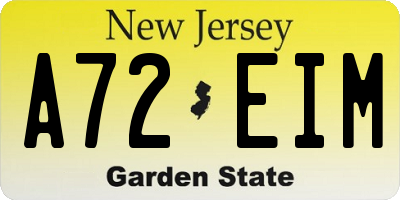 NJ license plate A72EIM