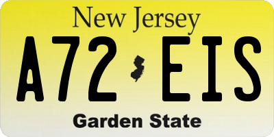 NJ license plate A72EIS