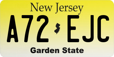 NJ license plate A72EJC