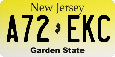 NJ license plate A72EKC