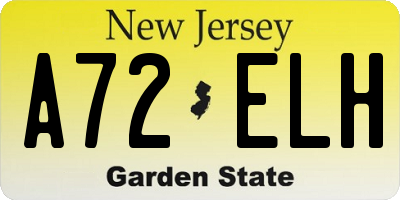 NJ license plate A72ELH
