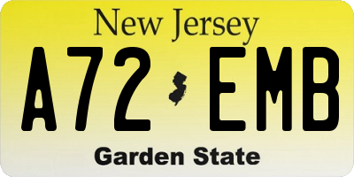 NJ license plate A72EMB