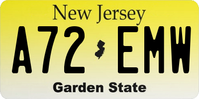 NJ license plate A72EMW
