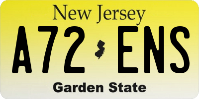 NJ license plate A72ENS