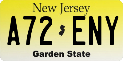 NJ license plate A72ENY