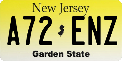 NJ license plate A72ENZ