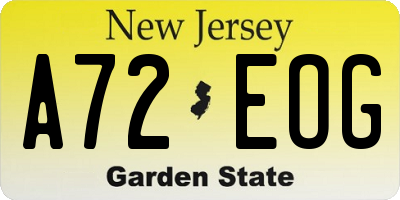 NJ license plate A72EOG