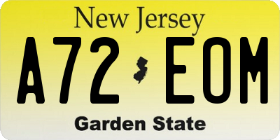 NJ license plate A72EOM