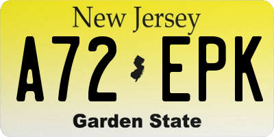NJ license plate A72EPK