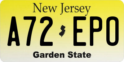 NJ license plate A72EPO