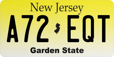 NJ license plate A72EQT