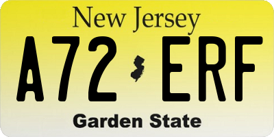 NJ license plate A72ERF