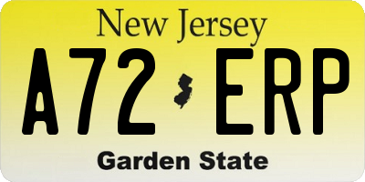 NJ license plate A72ERP