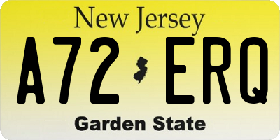 NJ license plate A72ERQ