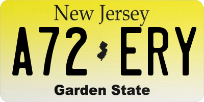 NJ license plate A72ERY