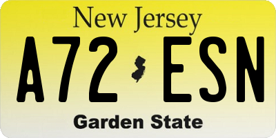 NJ license plate A72ESN