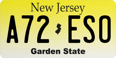 NJ license plate A72ESO