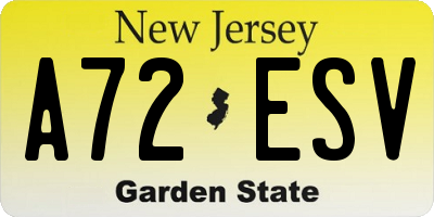 NJ license plate A72ESV