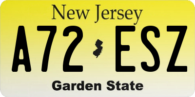NJ license plate A72ESZ