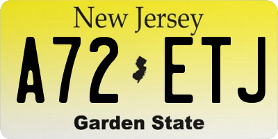 NJ license plate A72ETJ