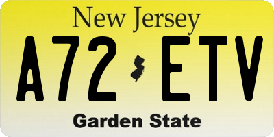 NJ license plate A72ETV