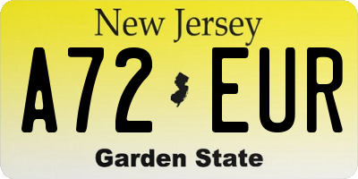 NJ license plate A72EUR