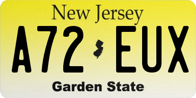 NJ license plate A72EUX
